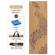 Load image into Gallery viewer, 183X61cm Natural Rubber Cork Yoga Mat Fitness Gym Sports Mats Pilates Exercise Pads Non-slip Yoga mats 5mm Absorb Sweat Odorless